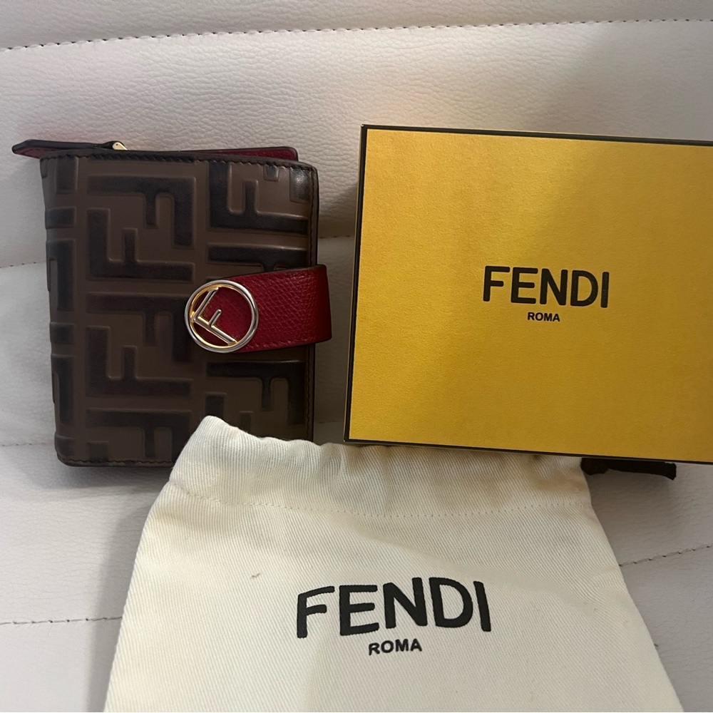 Fendi Brown and Red Wallet